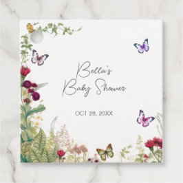 Wildflower vlinder Baby shower Bedankjes Labels