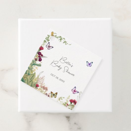 Wildflower vlinder Baby shower Bedankjes Labels (In situ)