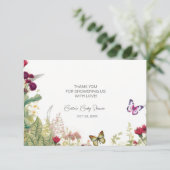 Wildflower vlinder Baby shower Bedankkaart (Staand voorkant)
