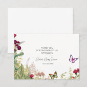 Wildflower vlinder Baby shower Bedankkaart (Voorkant / Achterkant)