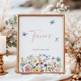 Wildflower vlinder Baby shower gunsten Poster
