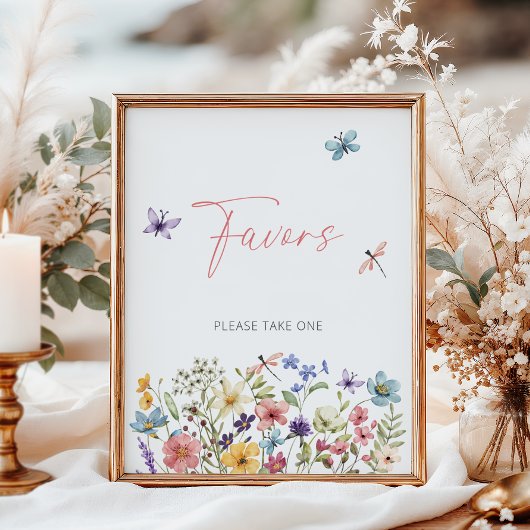 Wildflower vlinder Baby shower gunsten Poster