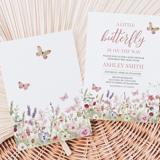 Wildflower vlinder Baby shower Kaart