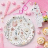 Wildflower vlinder Baby shower Papieren Bordje (Feest)