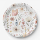 Wildflower vlinder Baby shower Papieren Bordje (Voorkant)
