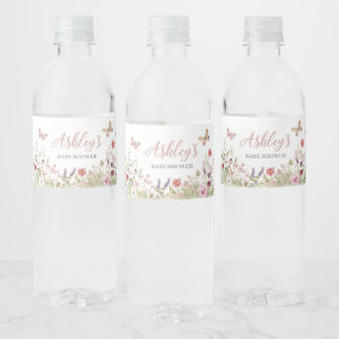Wildflower vlinder Baby shower Waterfles Etiket