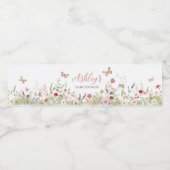 Wildflower vlinder Baby shower Waterfles Etiket (Enkel label)