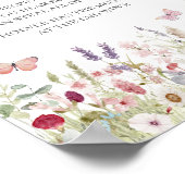 Wildflower vlinder Baby shower zeg niet Baby Poster (Hoek)