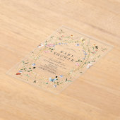 Wildflower vlinder bij Waterverf Baby shower Acryl Uitnodigingen (Laagn)