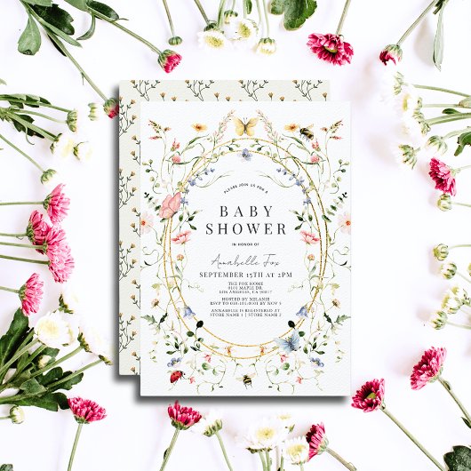 Wildflower vlinder bij Waterverf Baby shower Kaart