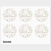 Wildflower vlinder bij Waterverf Baby shower Ronde Sticker (Vel)