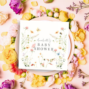 Wildflower vlinder bij Waterverf Baby shower Servet