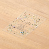 Wildflower vlinder bij Waterverf Vrijgezellenfeest Acryl Uitnodigingen (Laagn)