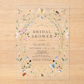 Wildflower vlinder bij Waterverf Vrijgezellenfeest Acryl Uitnodigingen (Voorkant)