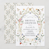 Wildflower vlinder bij Waterverf Vrijgezellenfeest Kaart (Voorkant / Achterkant)