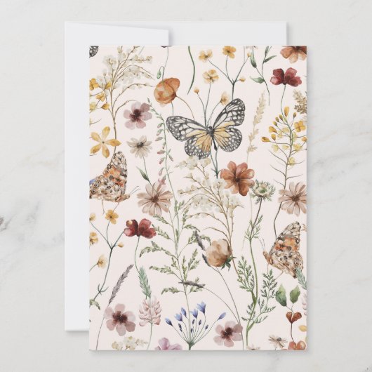 Wildflower vlinder bloemenbruids brunch kaart (Achterkant)