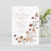 Wildflower vlinder bloemenbruiloft brunch kaart (Staand voorkant)