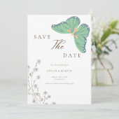 Wildflower & vlinder bruiloft Bewaar de datum Kaart (Staand voorkant)