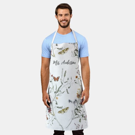 Wildflower vlinder gepersonaliseerd schort (Gedragen)