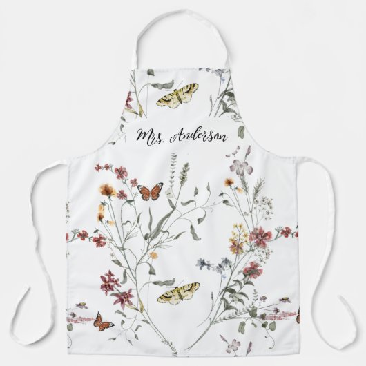 Wildflower vlinder gepersonaliseerd schort (Voorkant)
