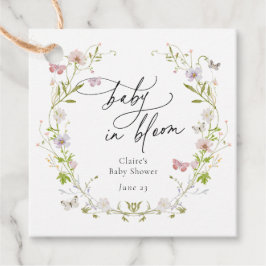 Wildflower vlinder krans Baby in Bloom Bedankjes Labels