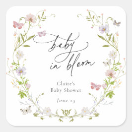 Wildflower vlinder krans Baby in Bloom Vierkante Sticker