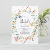 Wildflower & vlinder krans Vrijgezellenfeest Kaart (Staand voorkant)