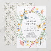 Wildflower & vlinder krans Vrijgezellenfeest Kaart (Voorkant / Achterkant)