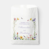 Wildflower vlinder meisje 1e verjaardag bedankzakje (Voorkant)