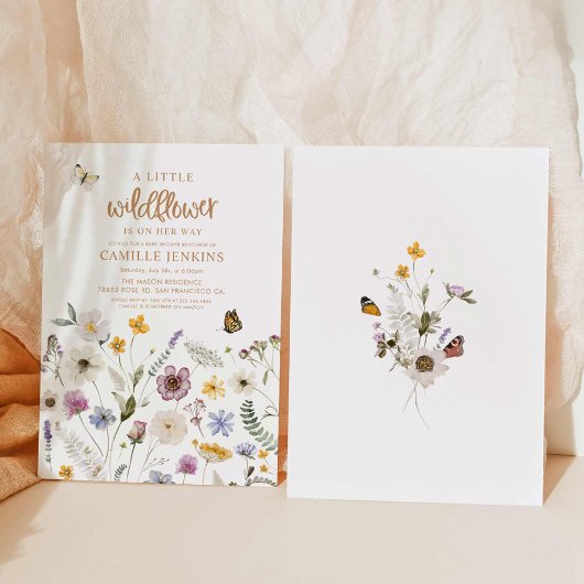 Wildflower vlinder meisje Baby shower Kaart