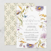 Wildflower vlinder Paarse meisje Baby shower Kaart (Voorkant / Achterkant)