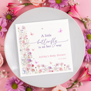 Wildflower vlinder Paarse roze meisje Baby shower Servet