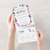 Wildflower vlinder romantische tuin party bruiloft all in one uitnodiging (Afscheurbaar)