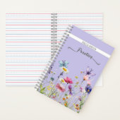 Wildflower vlinder script aangepaste naam Lila Notitieboek (Binnen)