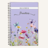 Wildflower vlinder script aangepaste naam Lila Notitieboek (Voorkant)