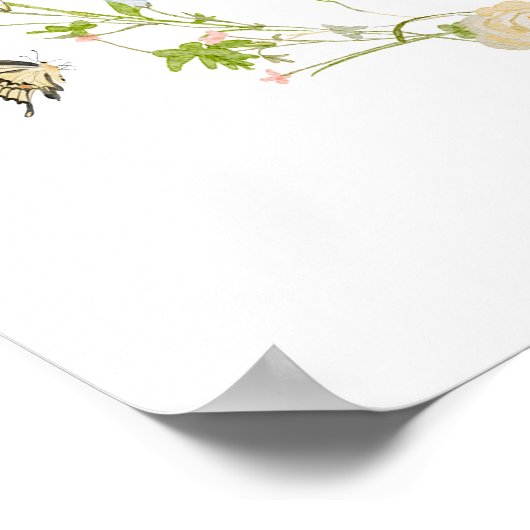 Wildflower vlinder tuin bruids welkomstbord poster (Hoek)