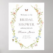 Wildflower vlinder tuin bruids welkomstbord poster (Voorkant)