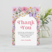 Wildflower vlinder verjaardag dank u bedankkaart (Staand voorkant)