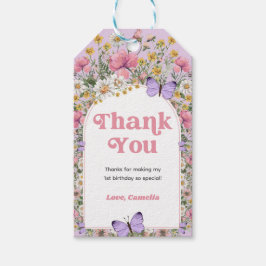 Wildflower vlinder verjaardag dank u cadeaulabel