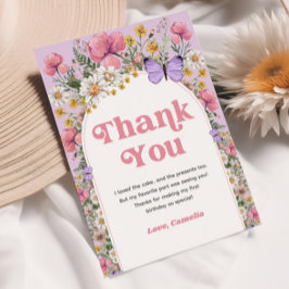 Wildflower vlinder verjaardag dank u kaart