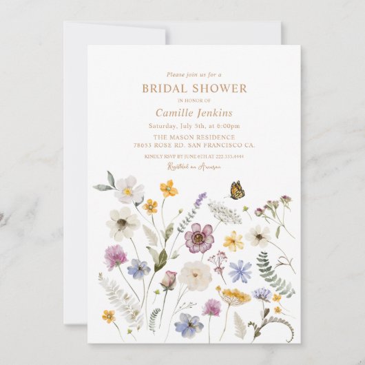 Wildflower vlinder Vrijgezellenfeest Kaart (Voorkant)