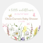 Wildflower vlinder Waterverf Baby shower Ronde Sticker (Voorkant)