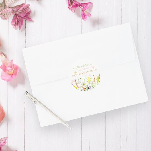 Wildflower vlinder Waterverf Baby shower Ronde Sticker