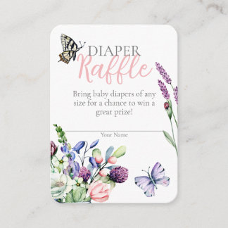 Wildflower vlinderkruik Bohemian luier Raffle Informatiekaartje