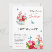  wildflower vlinders Baby shower theekop Kaart (Voorkant)
