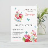  wildflower vlinders Baby shower theekop Kaart (Staand voorkant)