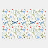 Wildflower Vlinders Baby shower Verjaardag Inpakpapier Vel (Voorkant)