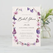 Wildflower Vlinders Boho Ivoor Vrijgezellenfeest Kaart (Staand voorkant)