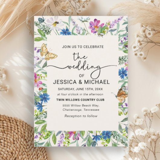 Wildflower Vlinders Lijst Handgeschreven Kaart