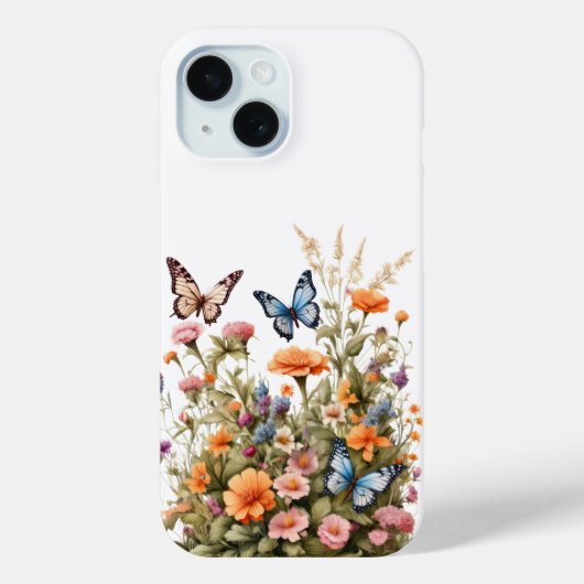Wildflower Vlinders Waterverf Tuin Case-Mate iPhone Case (Achterkant)